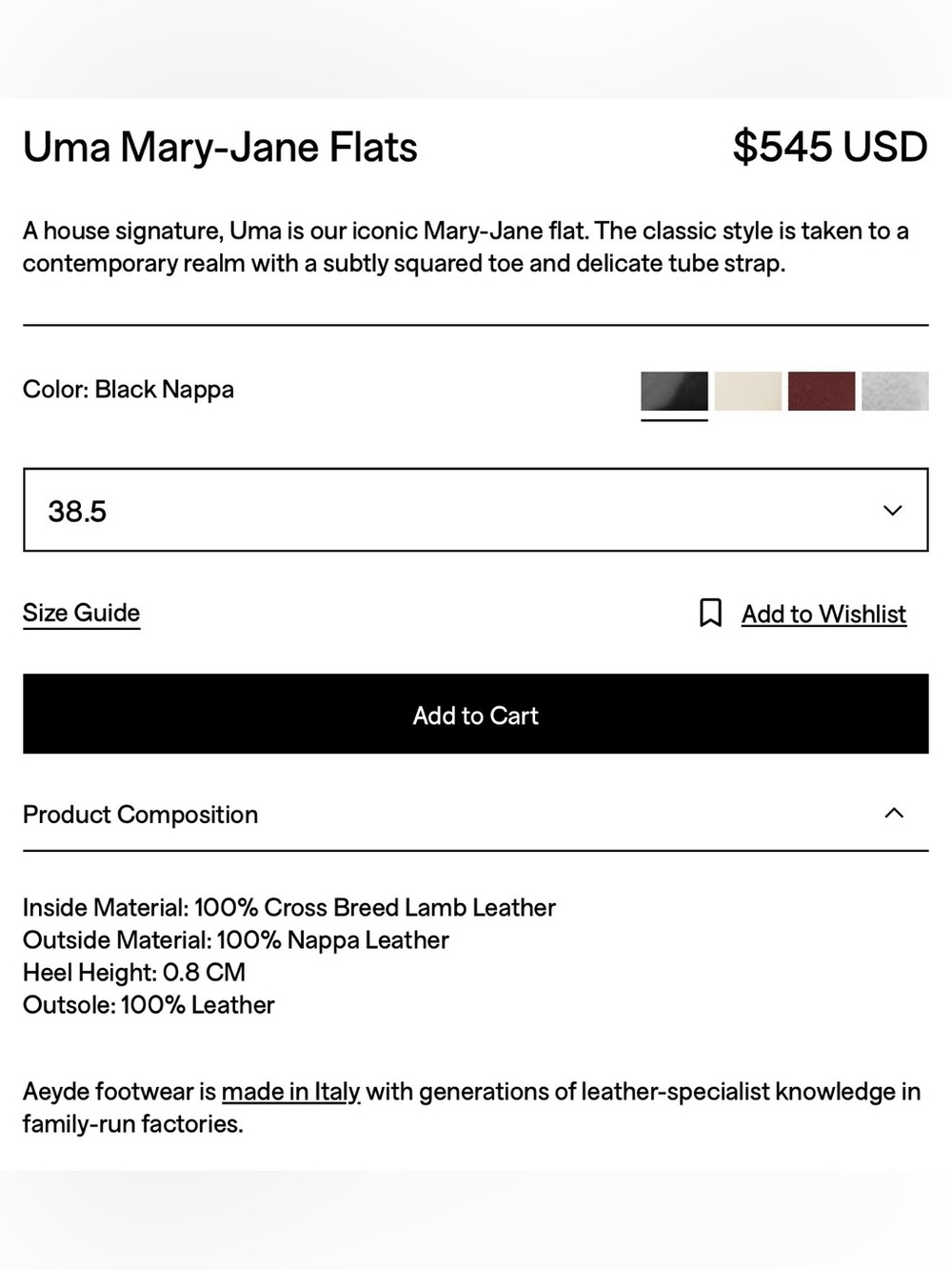 Aeyde Uma Mary-Jane Flats Black Leather 38.5 - Picture 5 of 17